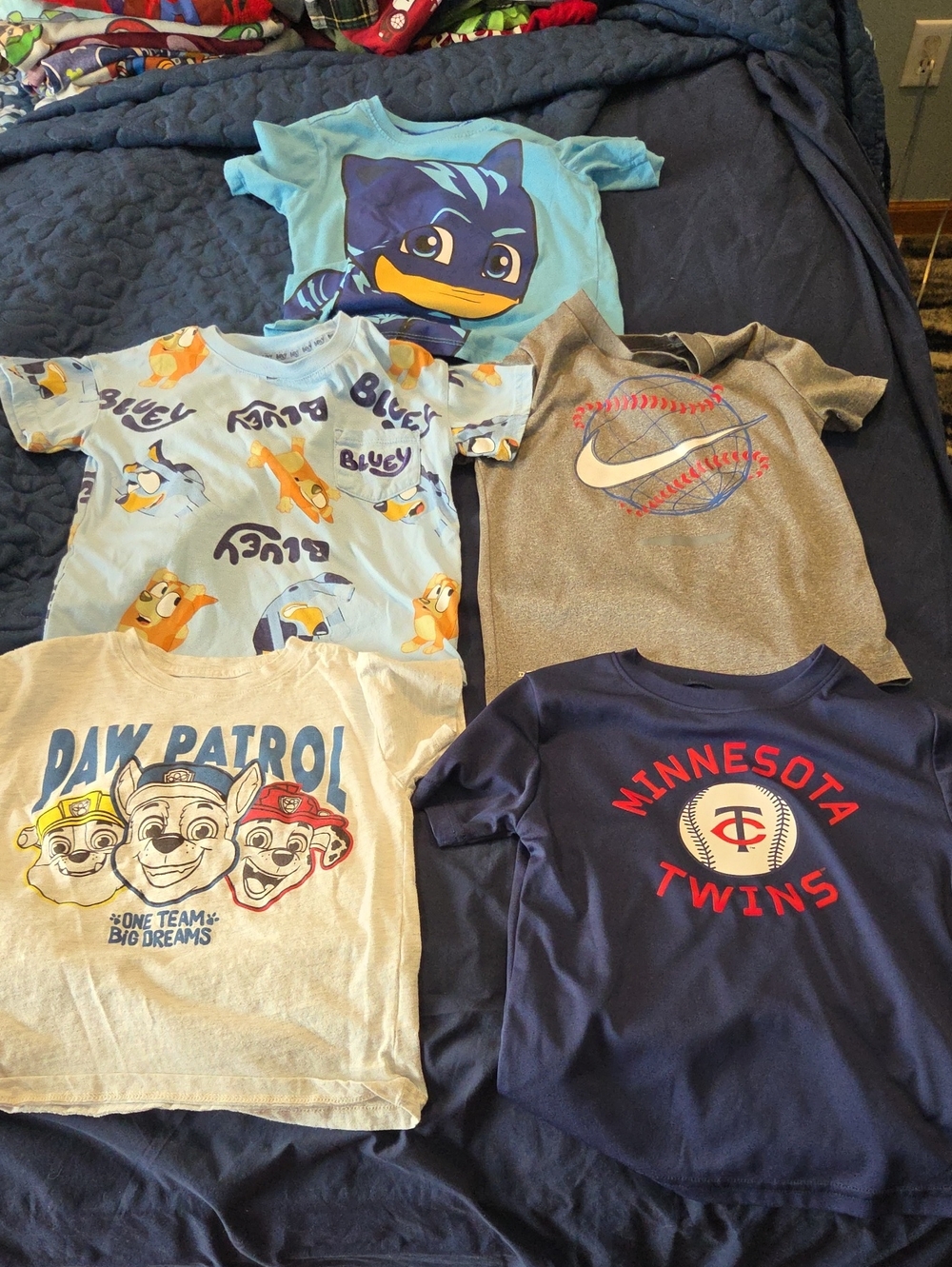 Lot Of 5 Boys  Short Sleeve T Shirts,  Size 4t, Various Brands